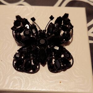 Black crystal butterfly  brooch
